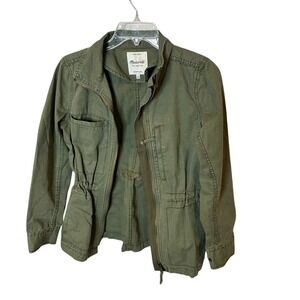Madewell‎ Womens Utility Jacket Olive Green Full Zip Cotton Field Coat Size M
